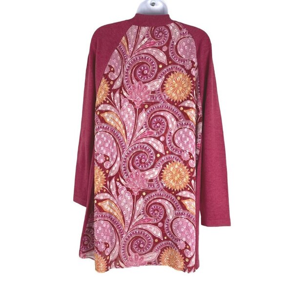 Soft Surroundings Pattern Back Cardigan Large Paisley Pink Raspberry NWT CJ-1658 - Picture 5 of 11